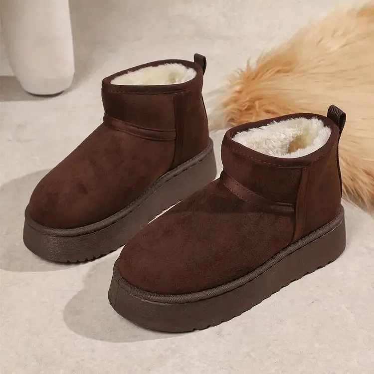 الشتاء سميكة القاع صوف مبطن كبير رئيس الثلوج الأحذية الخبز أحذية قطنية فوق الكاحل المطاط وحيد الكبار الجوارب لون نقي