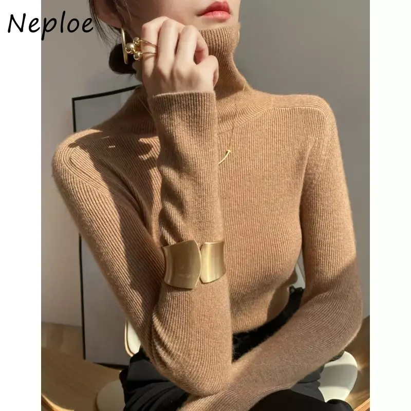 Neploe golf damski z długim rękawem Pull Femme Slim Jersey Mujer swetry jesienno-zimowa odzież damska sweter z dzianiny