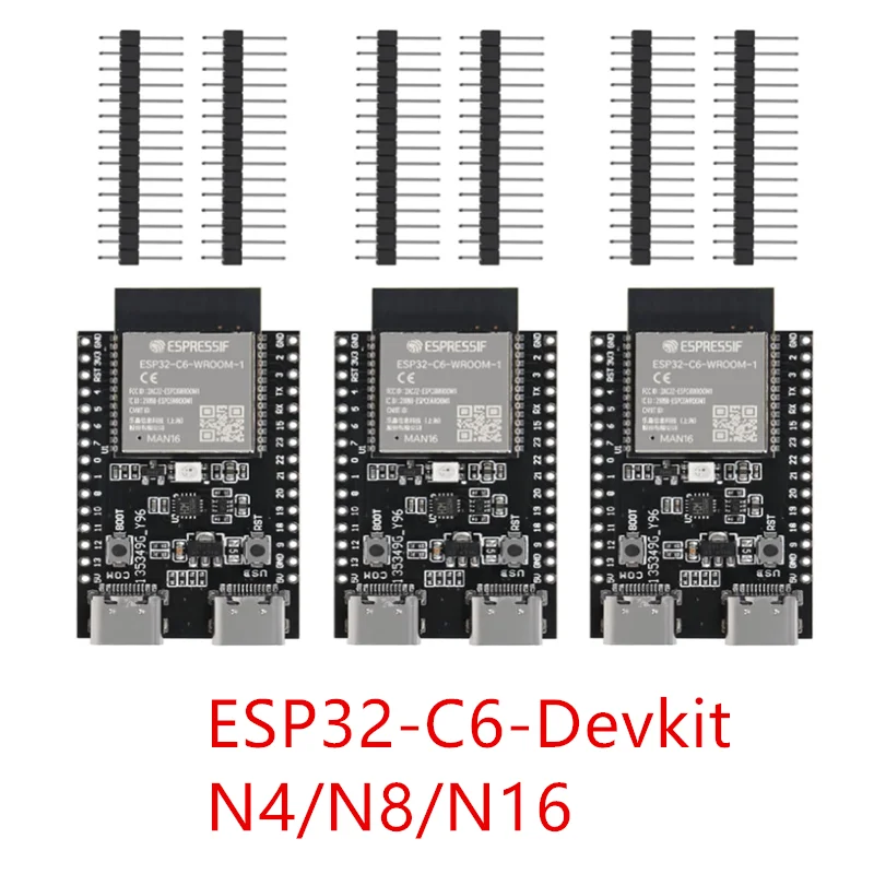 ESP32-C6 ESP32 WiFi+Bluetooth Internet Of Things Dual Type-C Development Board ESP 32 Core Board ESP32-C6-DevKit C For Arduino