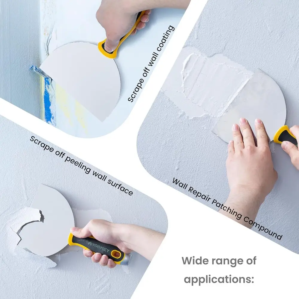 6 Inch Stainless Steel Putty Knife, 12 In1 Paint Scraper, Drywall Taping Knife 2 Pack, Paint Scraper Tool for Repairing Old Wall