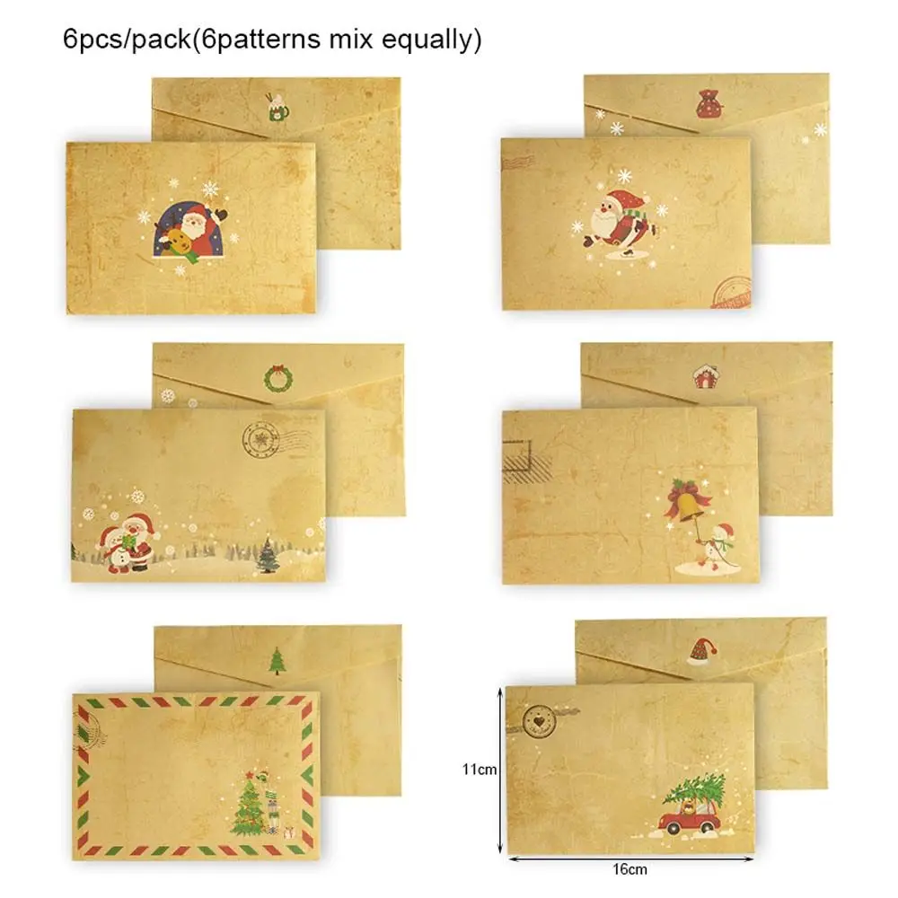 

Vintage DIY Gift Invitation Greeting Card Santa Claus Letter Paper Christmas Envelopes Kraft Paper Xmas Letter Pad