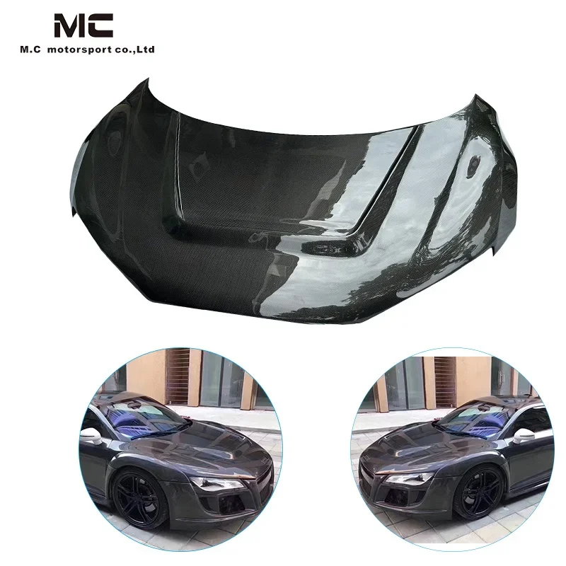 For Audi R8 V8 V10 2007-2015 Auto Front Engine Bonnet Hood Cover Carbon Fiber