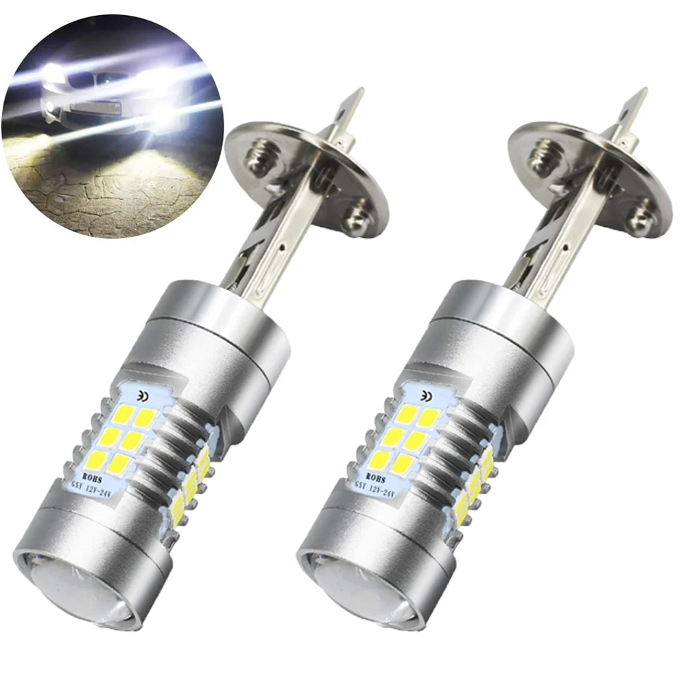 

H1 LED Auto Fog Lights Bulbs 8W 6000K White High Quality 3030 SMD 21 Chips For Car Fog Driving Parking Lamp DC 12V 2pcs