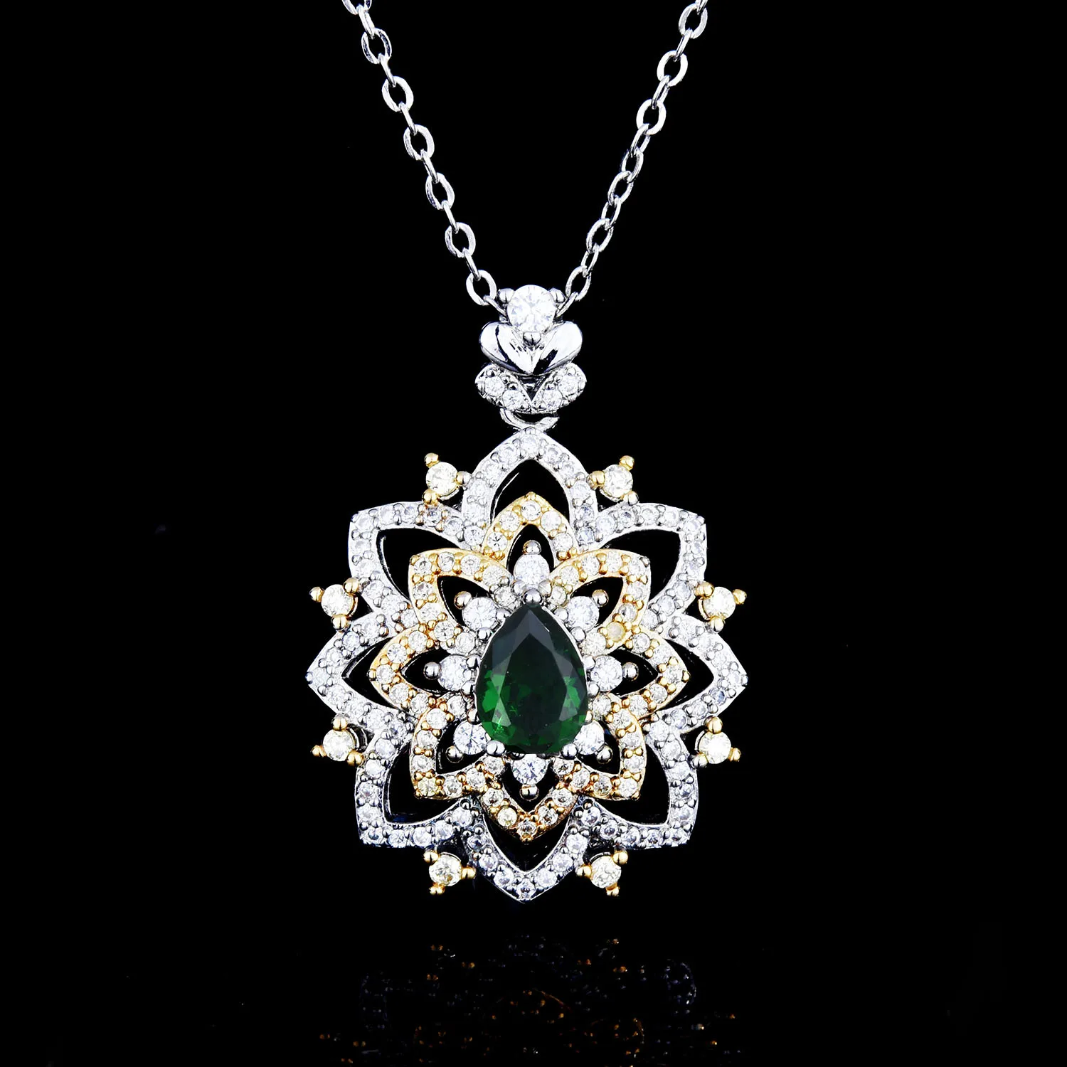 18K Multi Gold Necklace for Women Natural Emerald Diamond with Diamond Pendants Jewelry Anillos De Bizuteria Anillos Gemstone