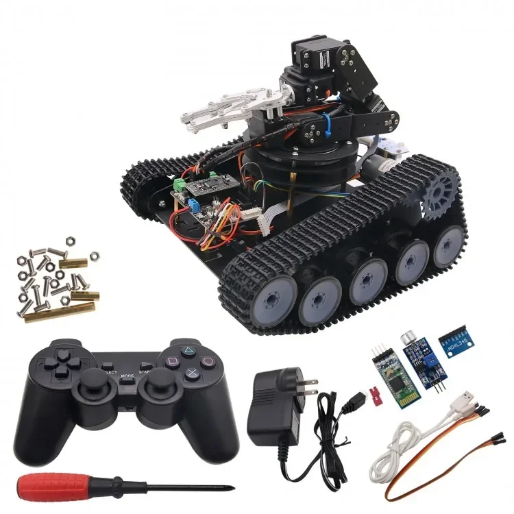Open Source 6DOF Mechanical Arm Tracking Gripping RC Robot arm Tank Car kit Support PS2 Controller/APP Control