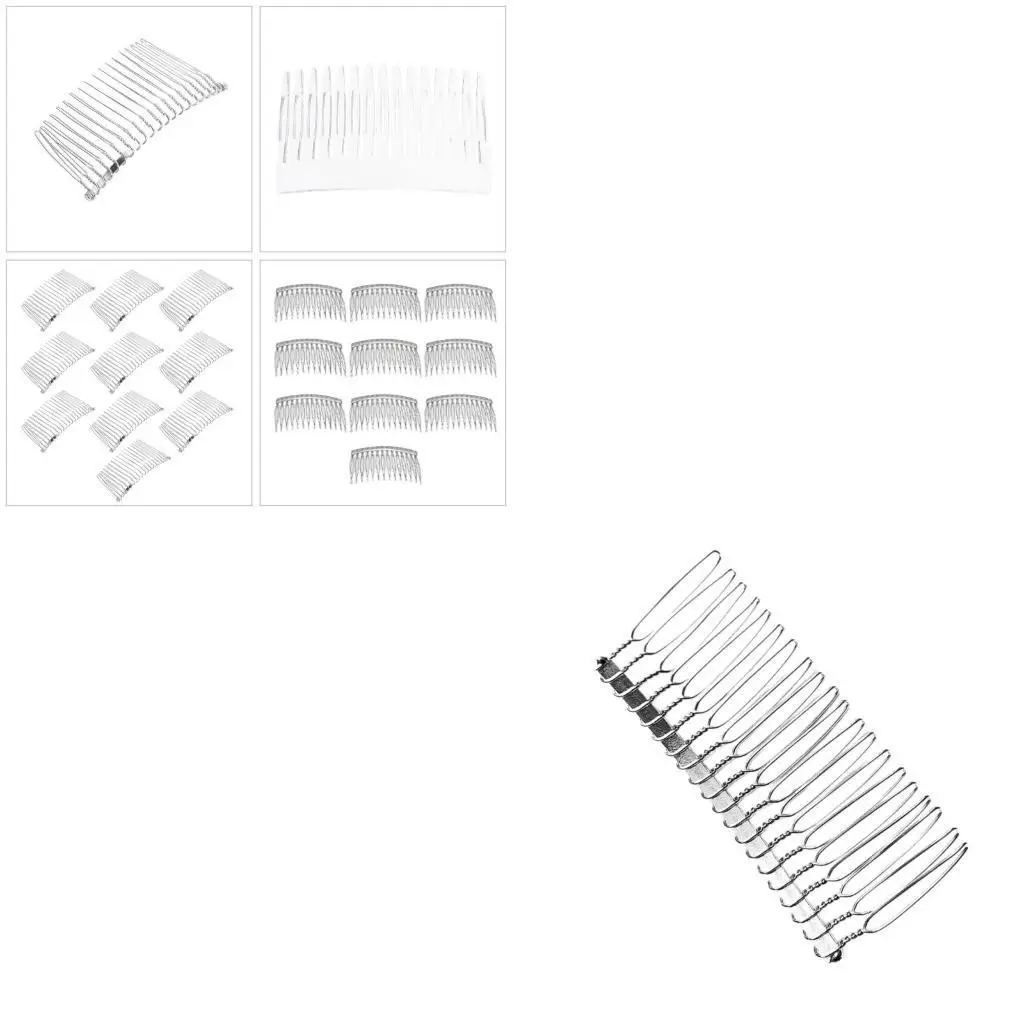 

652F 1Pc/10Pcs Wedding Veil Hair Side Comb Plastic Metal Twist Wire Curved Styling Hair Pin Clamp DIY Bridal Hair Accessories