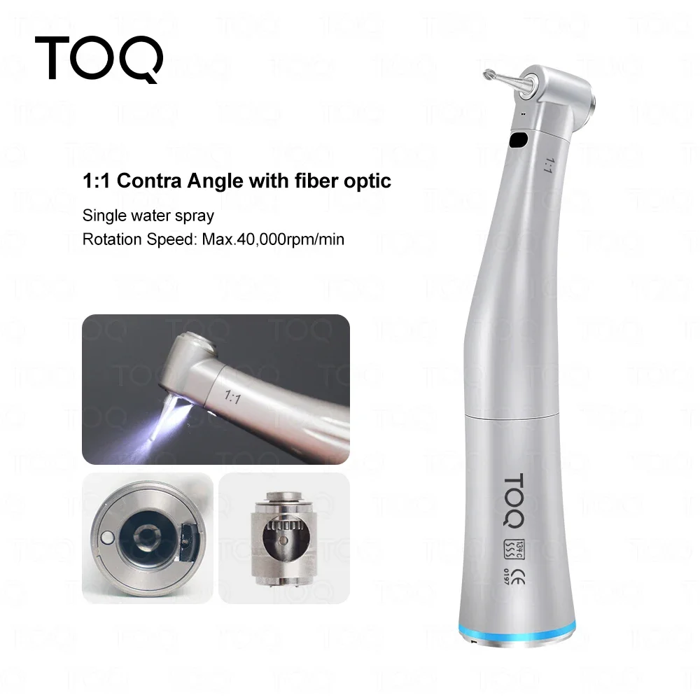Dental LED Fiber Optic Handpiece set 1:5 Red Ring/4:1/1:1 Contra-Angle 1:1 Straight Nose fit to all E type Electric Motor