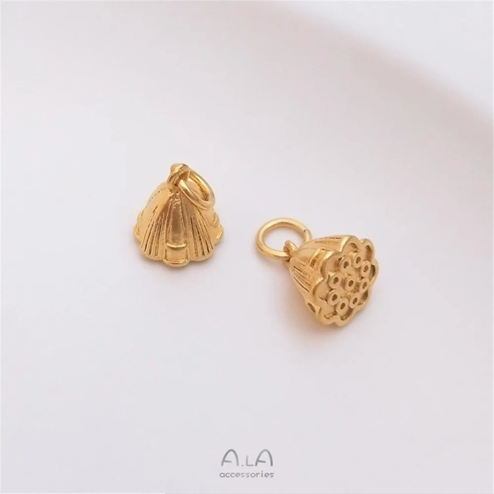 Vietnamese Sand Golden Lotus Pendant Handmade Diy Bracelet Pendant Accessories Charm Pendant K118