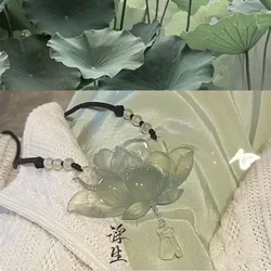 New Chinese style ancient style ice jade lotus pendant necklace 2024 new summer niche high-end Hanfu ancient costume accessories