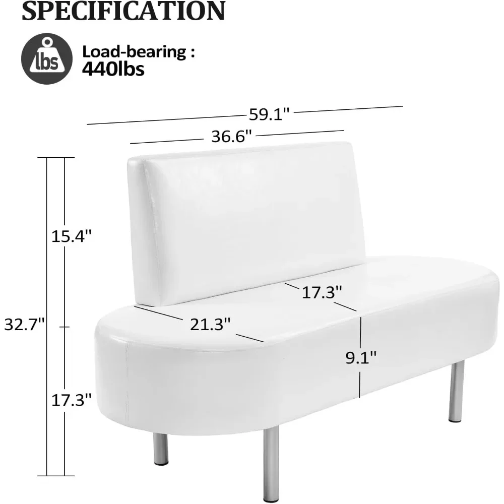 Waiting Room Bench Seating, with Backrest, 59.1'' Lobby Chair for Beauty Barber Furniture Salon Reception Bench Office Chair