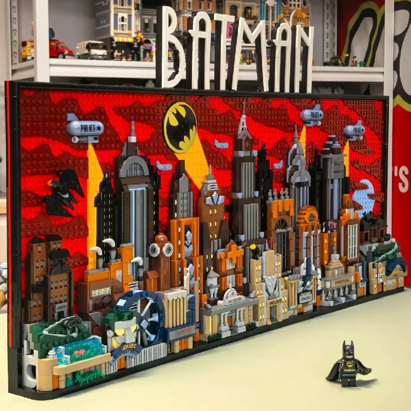 Nova série de anime bat cidade edifício skyline construído modelo tijolos 4210 pçs conjuntos aniversário presentes natal decoração para casa