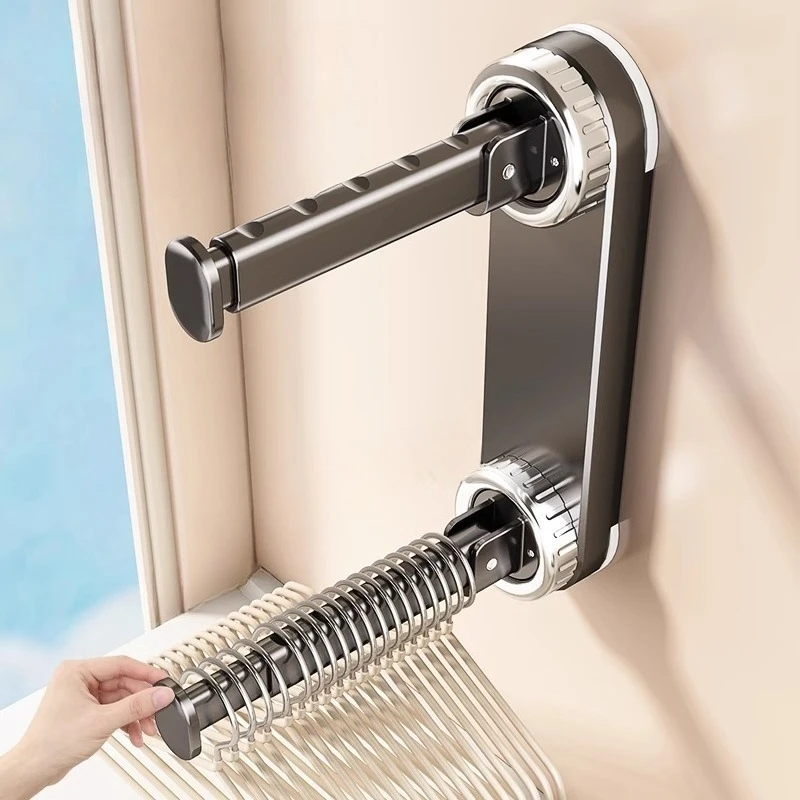 Plastic Vacuum Suction Cup Storage Rack for Household Use Non Perforated Balcony Wall Mounted Retractable Clothes and Hat Rack