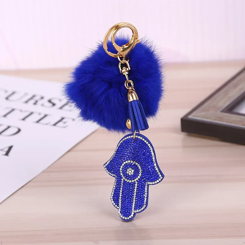 Mix Colors Wholesale Antique Hamsa Fatima Hand & Rhinestone Charms Palm Keychain Fashion For Car Key Ring Accessories