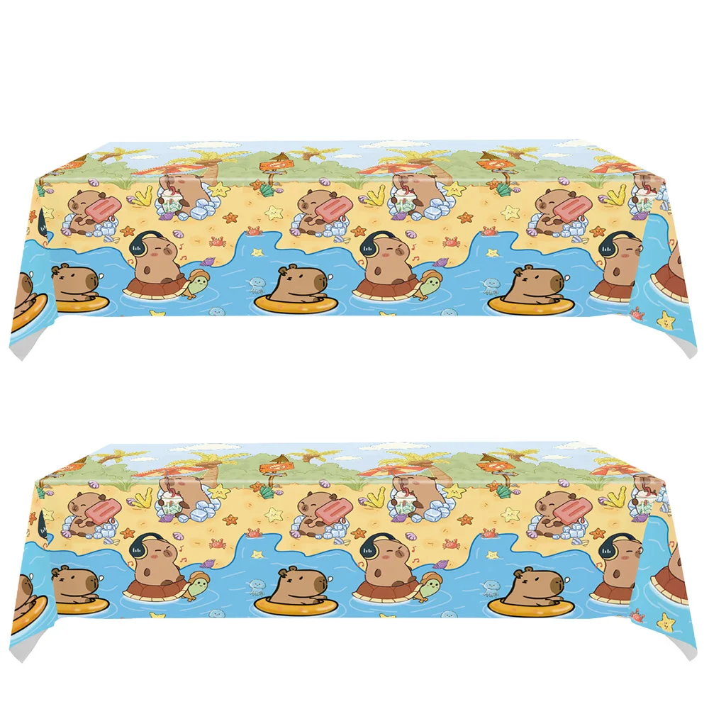 Tablecloth Capybara Birthday Party Cartoon Celebration Disposable Decoration Tablecloth Baby Shower Kids Favor Party Supplie Set