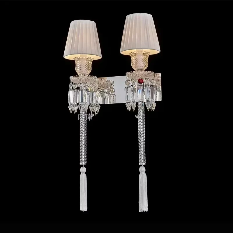 Luxury Crystal Wall Lamp European Style Villa Bedroom Living Room Dining Room Headlights Retro Wall Decoration Bedside Light LED