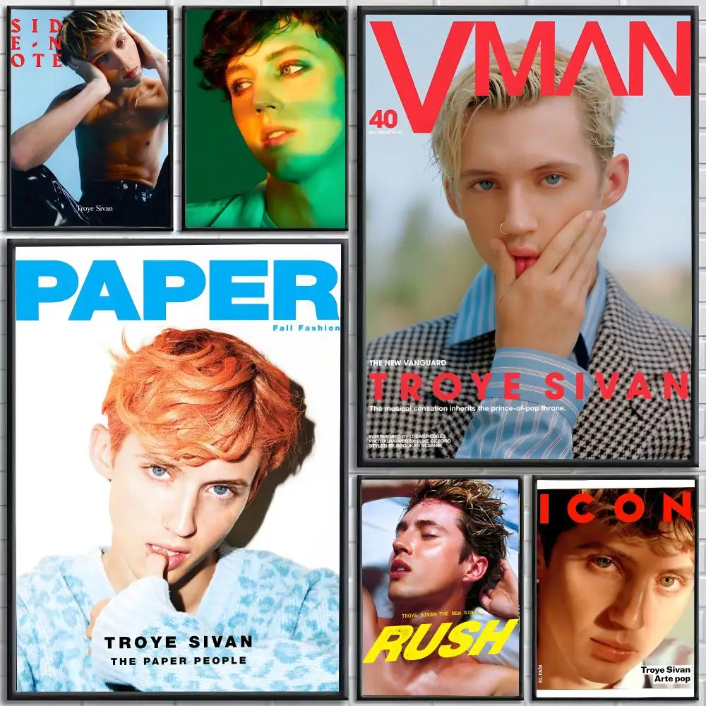 Singer Troye Sivan Poster Self-Adhesive HD Mural Wall Decals, Living Room Bedroom Home Decor Gift