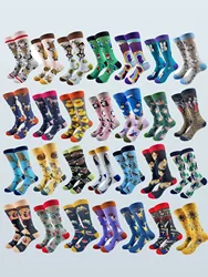 Cotton Happy Funny Socks Men New Style Hiphop Unisex Novelty Harajuku Crazy Design Mid Long  Animal Bassball Skateboard Socks