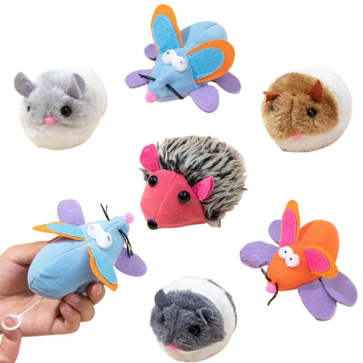 

Creative Cat Toys Interactive Plush Mouse Toy Pull Ring Motion Rat Cat Dog Playing Toy Pet Products