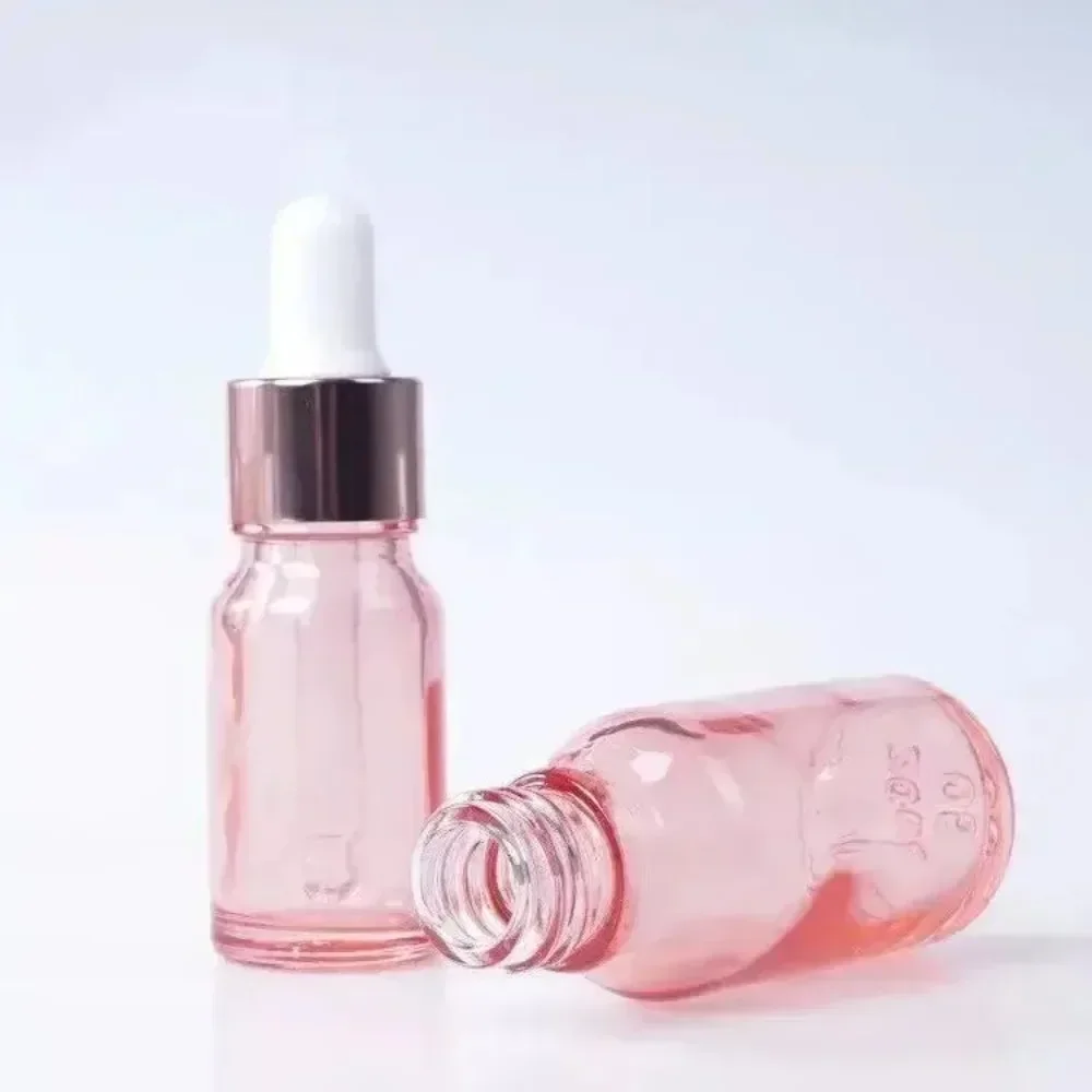 1pc hervulbare cosmetische container druppelflessen roze glazen aromatherapie vloeistof voor essentiële massageolie pipet lege flessen