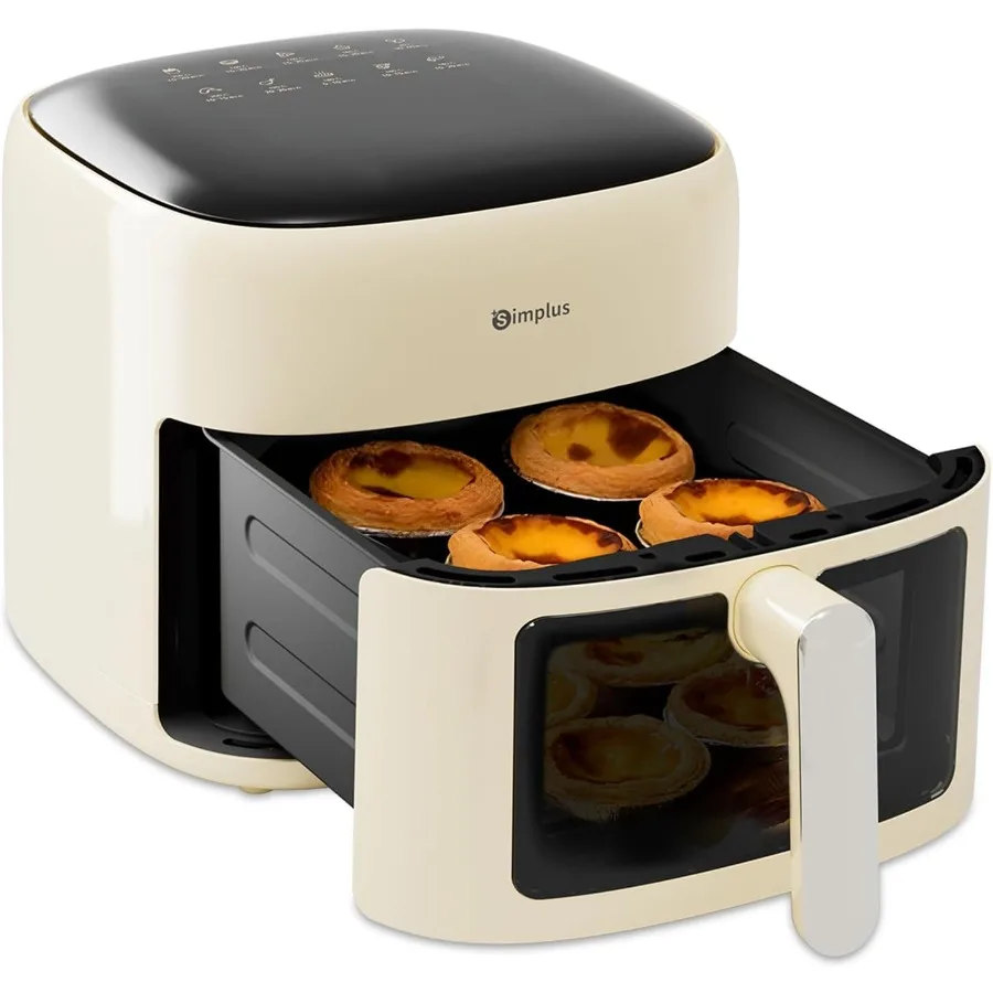 

Аэрофритюрница большой емкости 7 QT с удобным просмотром окна для семейных блюд. Быстрая воздушно-хрустящая технология 400F для идеального более четкого Resu.