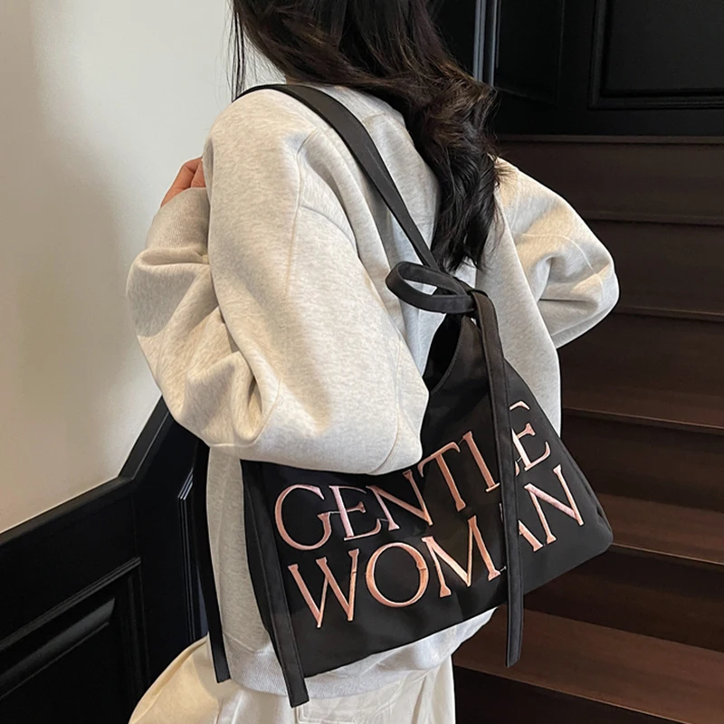 

Underarm bag 2025 new fashion high-end bow nylon cloth bag Candy color Thai letter single shoulder armpit bag handbag
