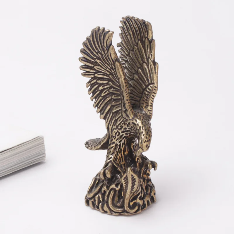 Brass Flying Eagle Wings Ornaments Solid Retro Micro-Carved Large Exhibition Hongtu Copper Eagle