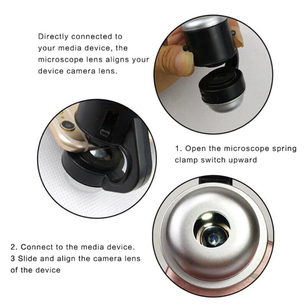 Kaca Pembesar LED Zoom 30X Universal Clip-On Kamera Eksternal Kaca Pembesar Ponsel Mikroskop Ponsel