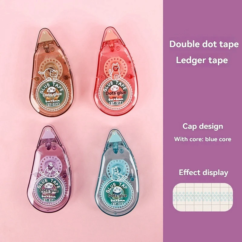 F-3C 4 بكرات مع شريط لاصق على الوجهين وموزع أسطوانة الغراء، يستخدم لصناعة يدوية والمدارس والمكاتب.