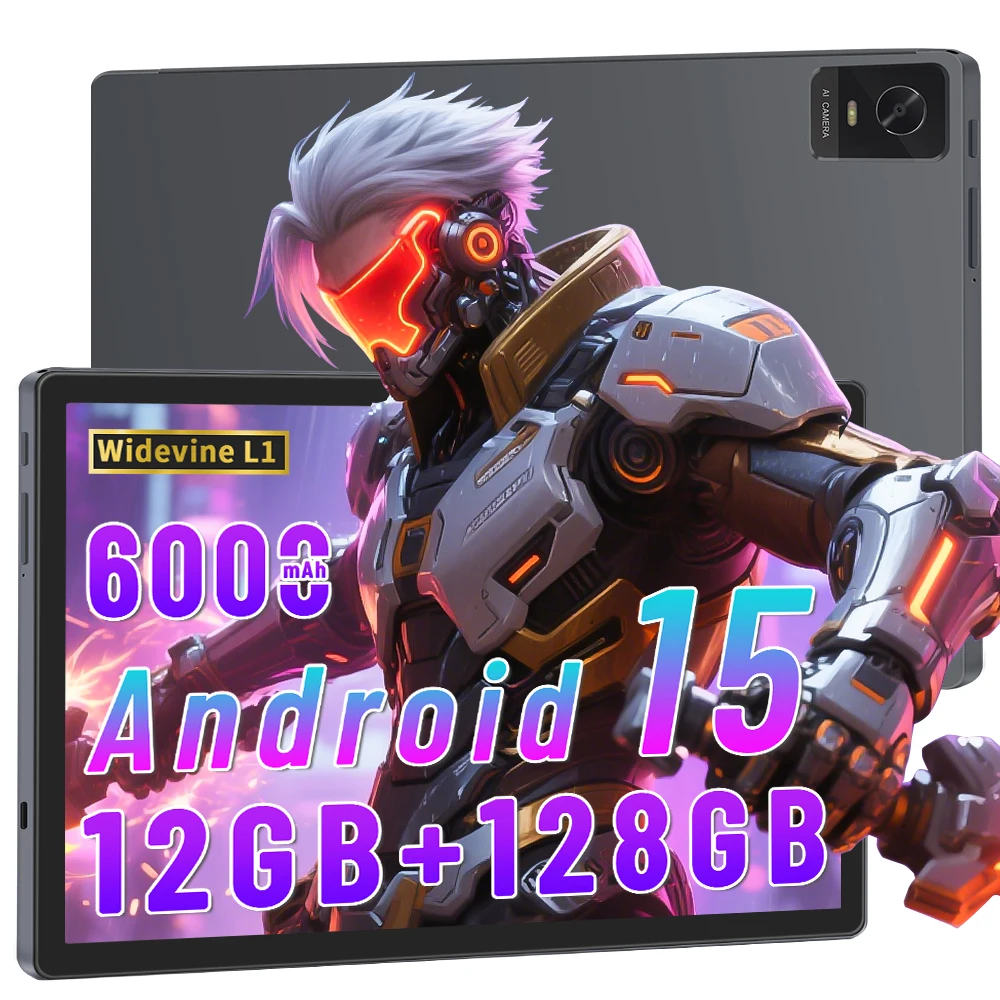 Paitanry High Performance Android 15 Tablet 10.1 Inch IPS 12GB RAM 128GB ROM Octa Core 6000mAh WiFi Fast Charging Gaming Tablet