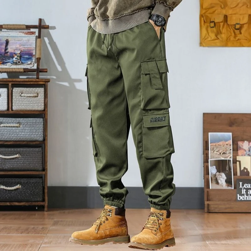 

Мужские рабочие брюки-карго свободного кроя с множеством карманов, прочные, для активного отдыха, с эластичными манжетами, летние, повседневные, для работы ​