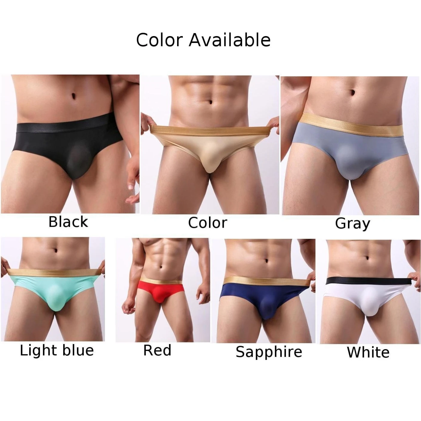 سراويل داخلية سراويل داخلية منتفخة للرجال بخصر متوسط مثير بلون سادة ملابس داخلية رفيعة للغاية محدبة على شكل حرف U #5
