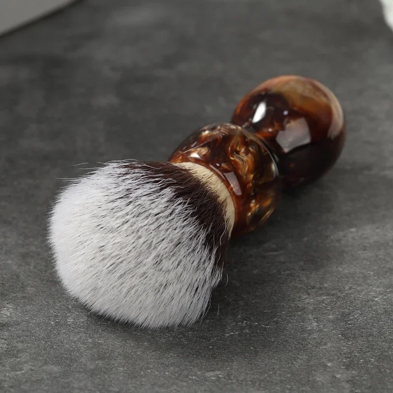 YAQI Caramel Cat's Whisker Synthetic Hair Mens Wet Shaving Brush - Premium Quality Travel Beard Care Grooming Tool