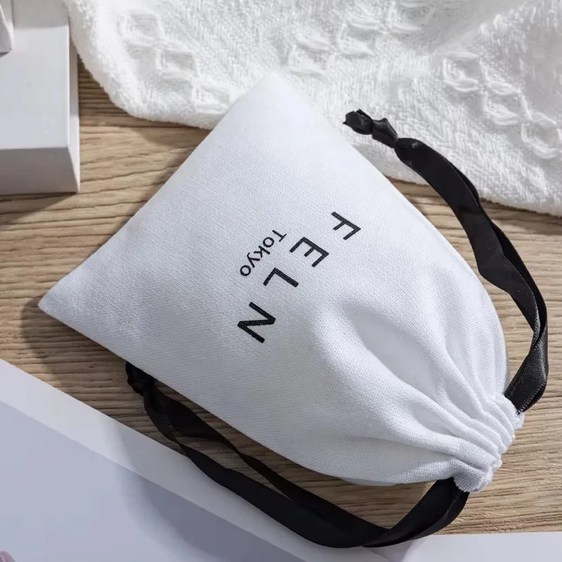 Custom Logo Small Cotton Drawstring Bag Jewelry Accessory Storage Pouch for Necklace Bracelet Candy Cosmetic Wedding Party Gift view 4