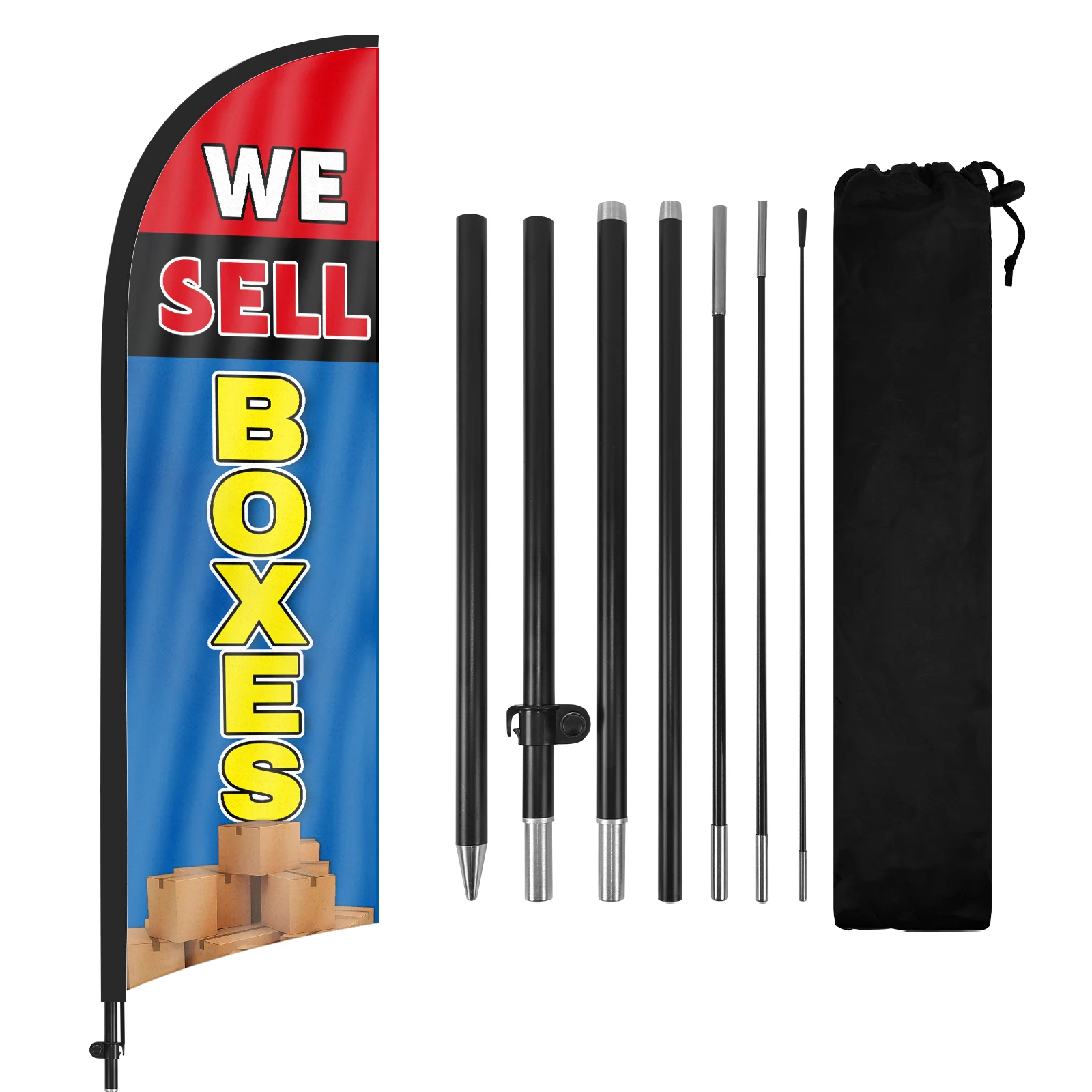 FSFLAG 1PCS 280CM The Boxes Feather Flag with Flagpole Advertising Outdoor Banner Decoration for Businesse and Storefront