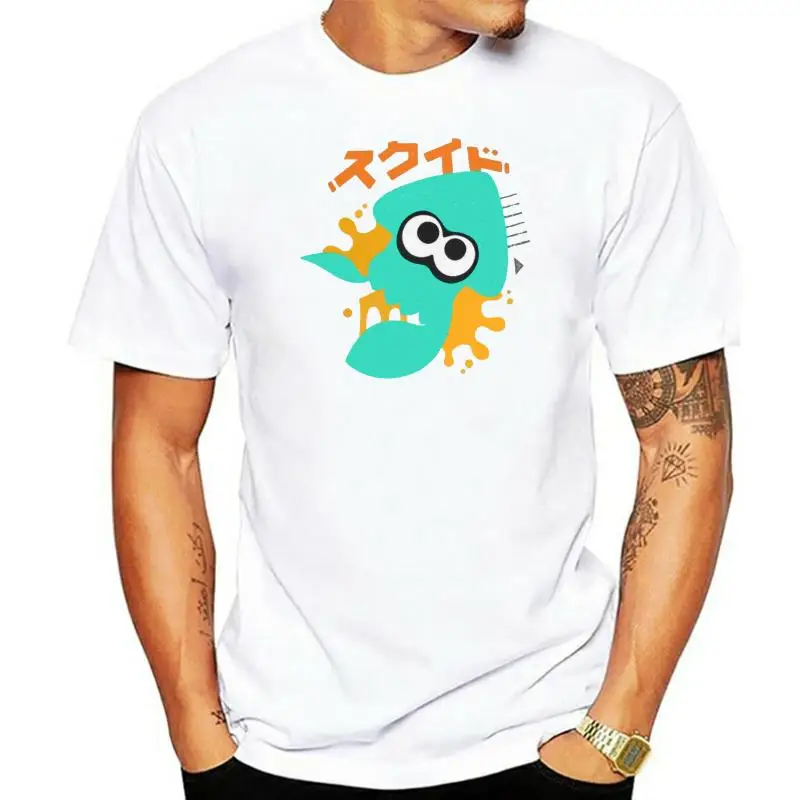 Camiseta de algodón para hombre, camisa de manga corta con estampado de Splatoon azul, calamar, Kawaii, juego de tinta, Humor, 4XL, 5XL, 6XL