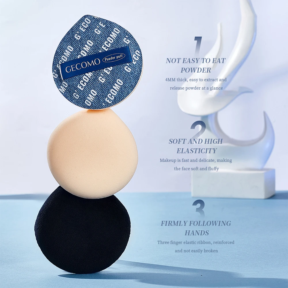 GECOMO Two-piece Denim Blue Powder Puff Set, Wet And Dry Dual Use, Soft And Powder-free, Long-lasting Makeup Sponge