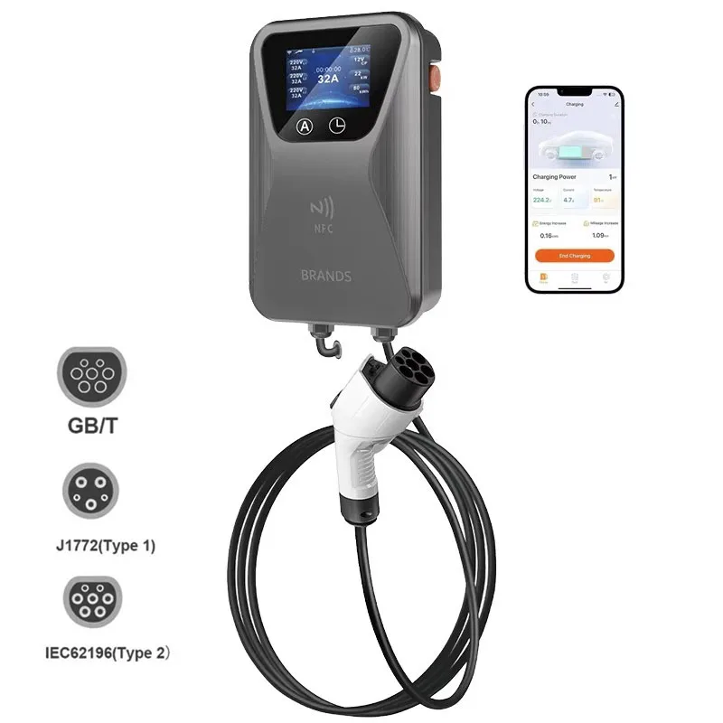 New 22KW GB/T Wandlader Mounted Wall Box Car Charger Station Type 2 Charging EV Charger 32A Wallbox Ev Charger Manufacture