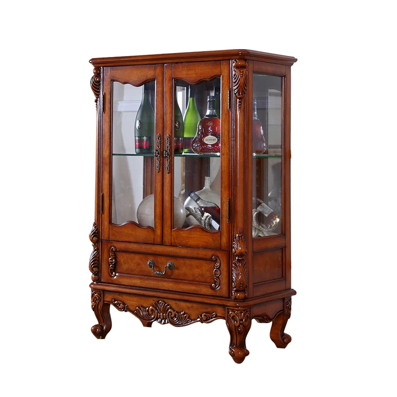 American style solid wood wine cabinet living room small wine cabinet glass door display dinning side board