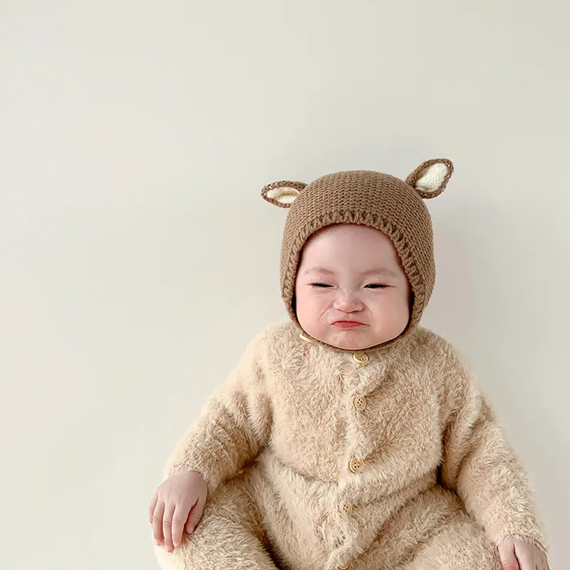 Earmuffs Knitting Baby Hat Autumn Winter Ear Infant Caps Bebe Photo Props