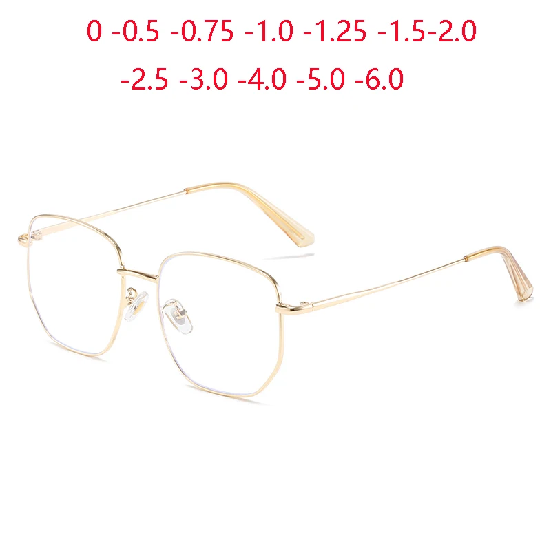 

Metal Square Student Myopia Glasses Finished Fashion Literary Single Vision Minus Prescription Spectacles 0 -0.5 -1.0 To -6.0