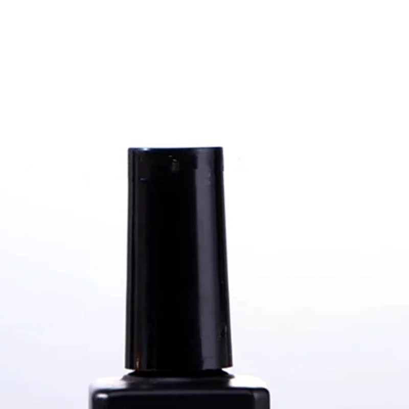 1 Uds. Botellas transparentes de esmalte de uñas de vidrio vacío cuadrado con tapa negra de 15ML con tapa negra y cepillo suave para viajes y hogar