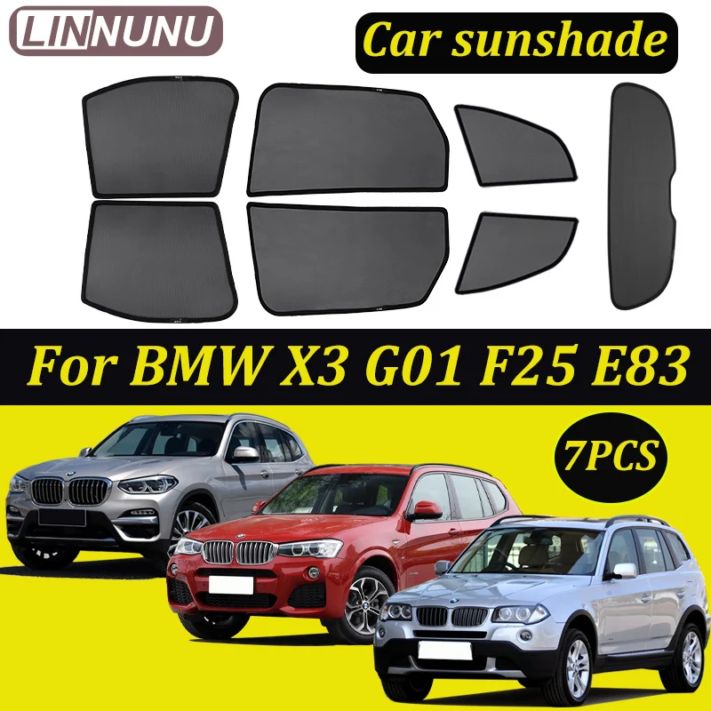 

LINNUNU For BMW X3 E83 G01 F25 2003-2023 Magenetic Car Sunshade Windshield Curtain Side Window Sun Shade UV Protection accessori