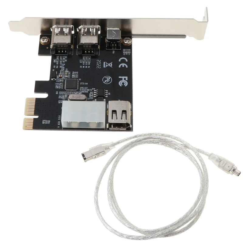 1394 Firewire Card,PCIe 3 Ports 1394A Firewire Expansion Card, PCI for Express (1X) to External IEEE 1394 Adapter Contro