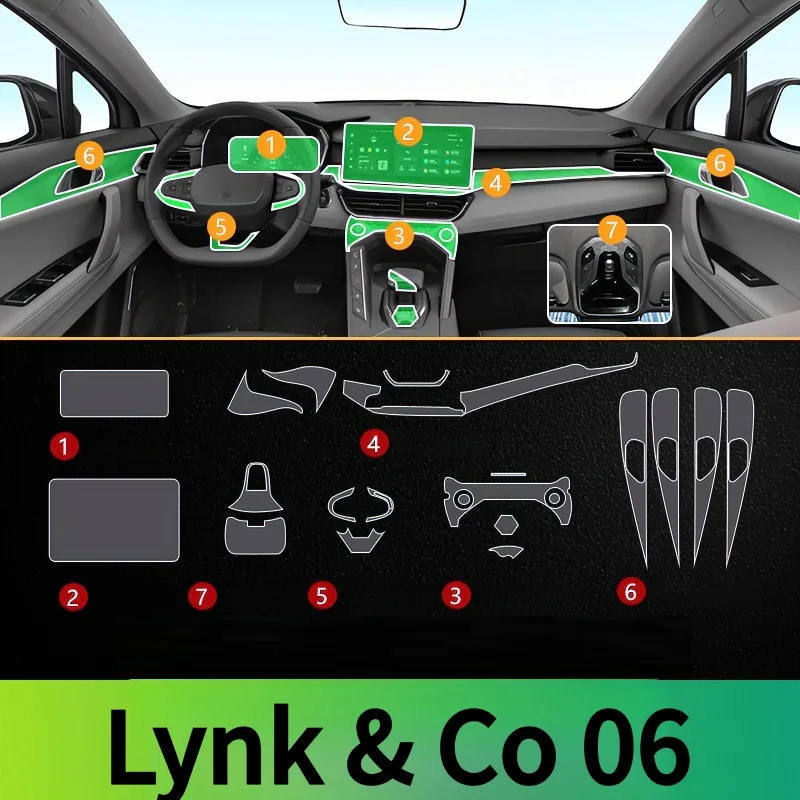 

For Lynk & Co 06 interior protection Dashboard Multimedia Navigation Transparent Scratch-Resistant Film Modification