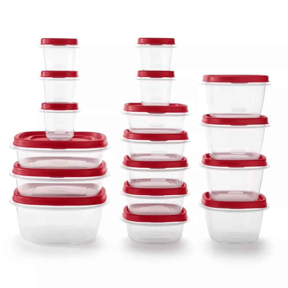 

34pc Plastic Food Storage Containers with Lids,Stackable BPA-Free Kitchen Storage Organization for Meal Prep,Leftover,Fridge