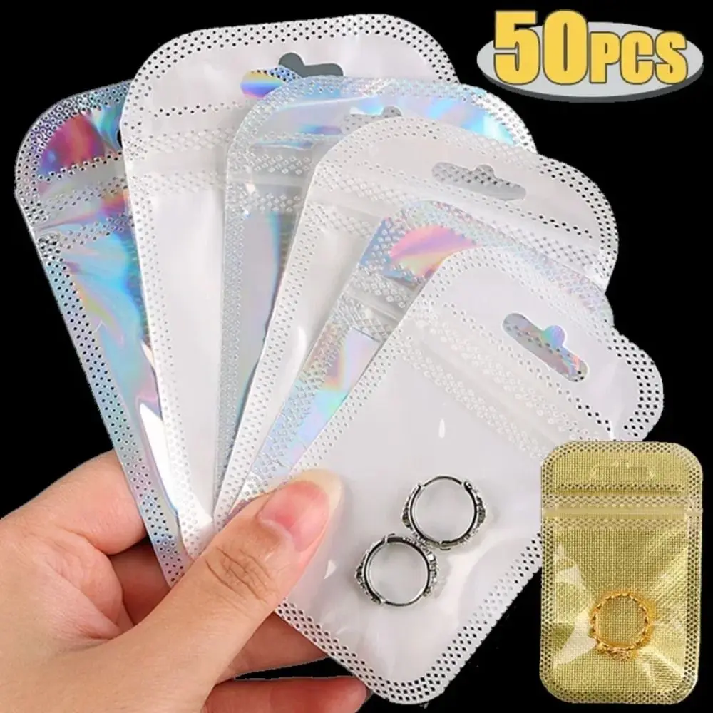 50Pcs Transparent Self Sealing Bags Resealable Pouch Jewelry Packaging Storage Earrings Rings Necklace Display Organizer Bag