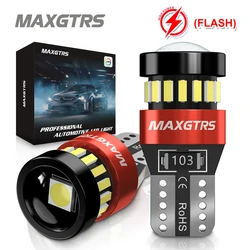 2x Flash T10 LED W5W Car Side Interior lights 12V Super Bright Bulb 3030 Chips 194 168 Auto White 6000K Parking Marker Lamps