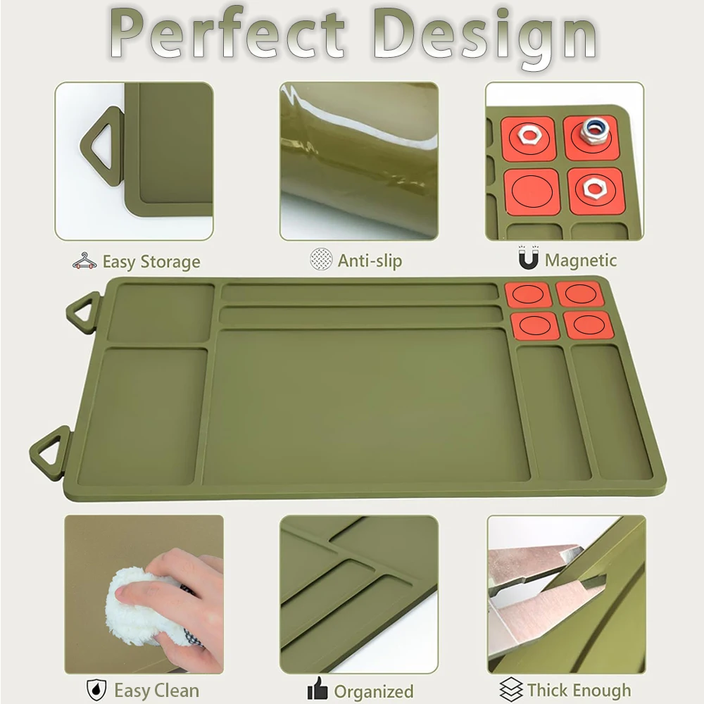 حصيرة تنظيف المسدس، وسادة إصلاح صيانة المسدس المغناطيسي مع صواني للأجزاء الصغيرة، حصيرة منضدة واقية مطاطية مضادة للانزلاق