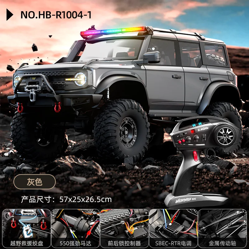 オフロードRCカー 4WD グレー LEDウインチ付き Wltoys-電動ウインチ付きプロフェッショナルrcカー、4wd、4x4、オフ
