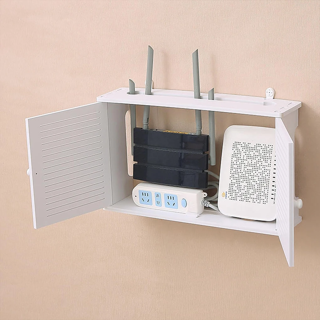 Organisateur de boîtier de routeur, étagère murale sans perçage, support pour décodeur TV, boîte de rangement murale pour routeur, étagère pour routeur Wi-Fi sans fil